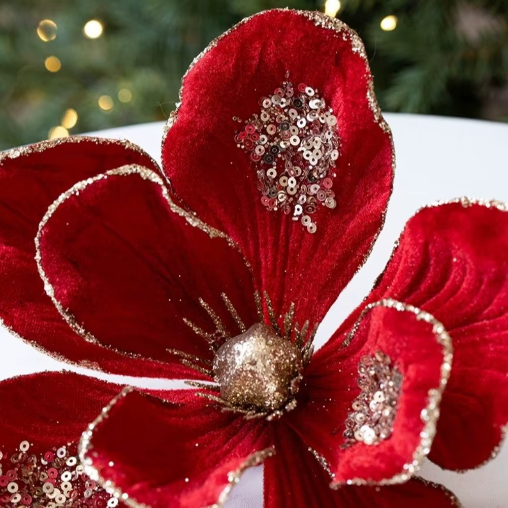 Décor de fleurs de noël artificielles