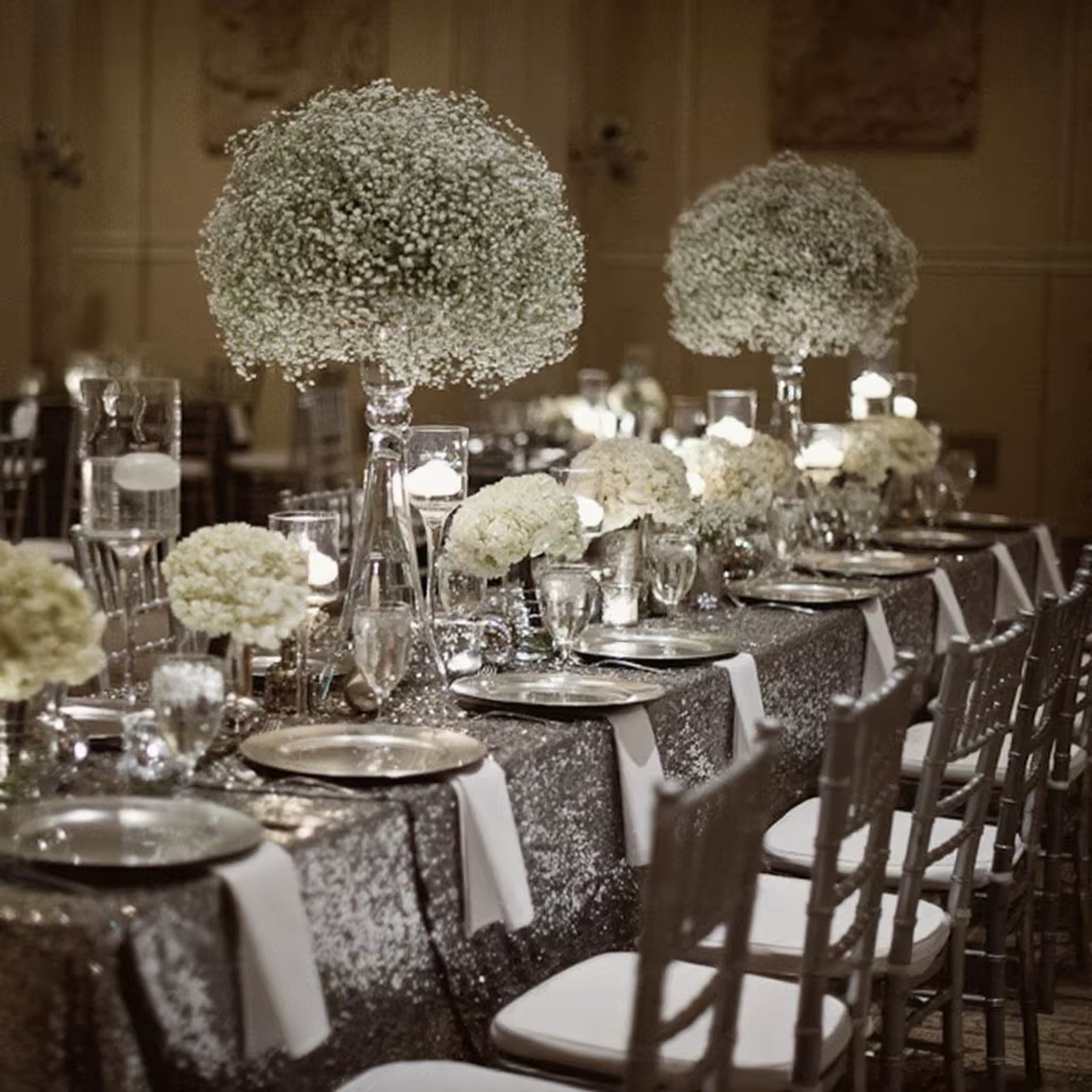 Boule de fleurs de gypsophile artificielle pour la décoration de scène de mariage