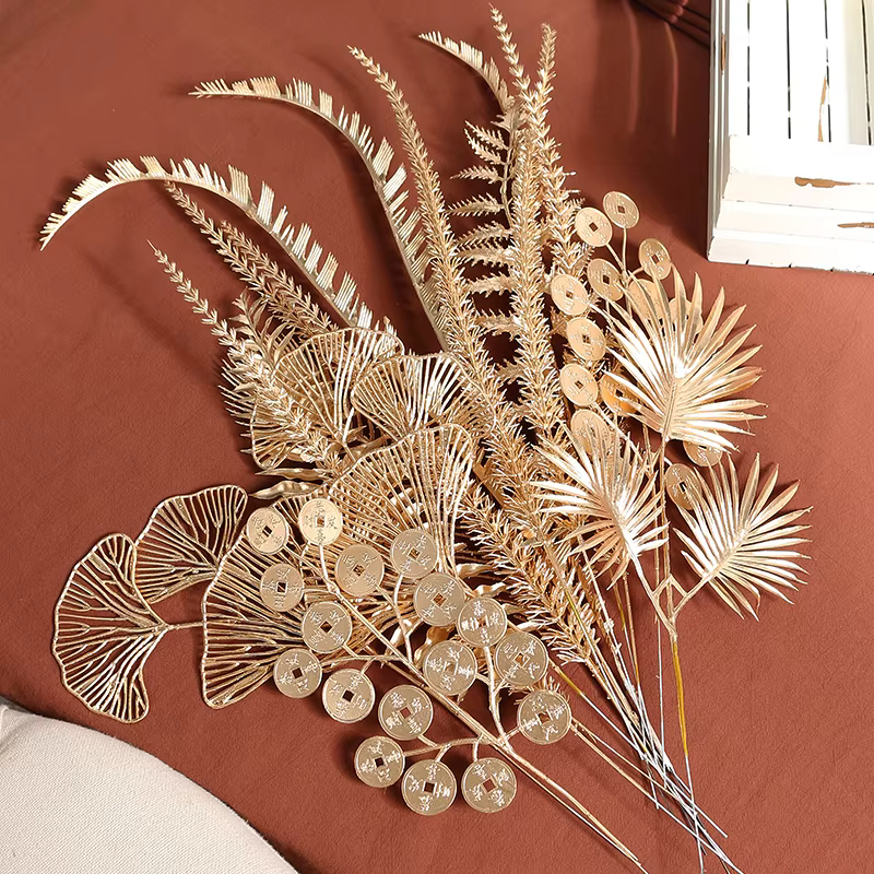 Plantes Artificielles Dorées pour Décoration de Maison