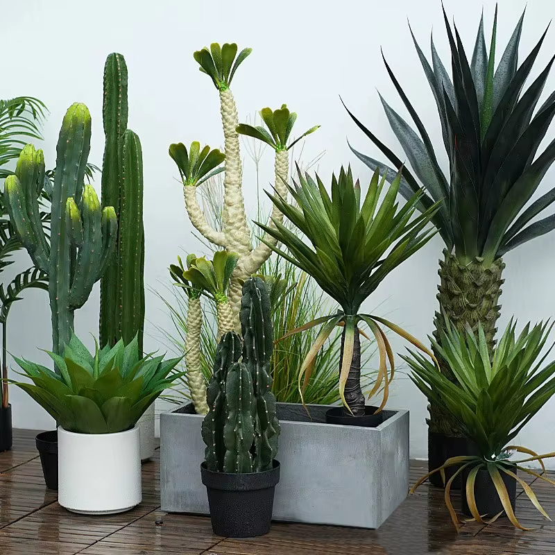 Plante succulente verte artificielle d'agave tropicale avec pot