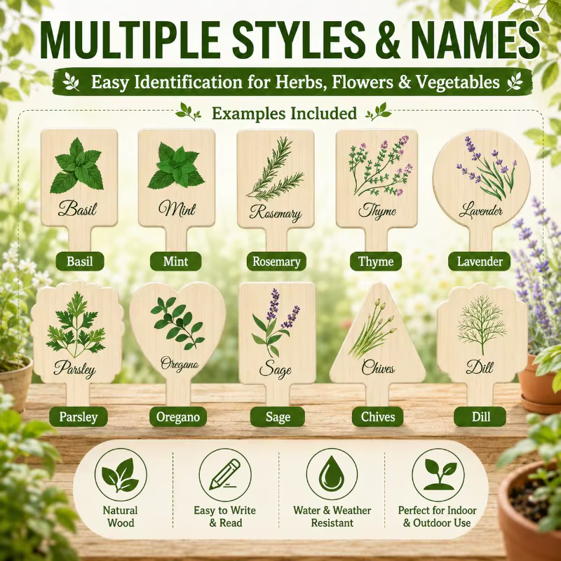 Étiquettes de plantes en bois