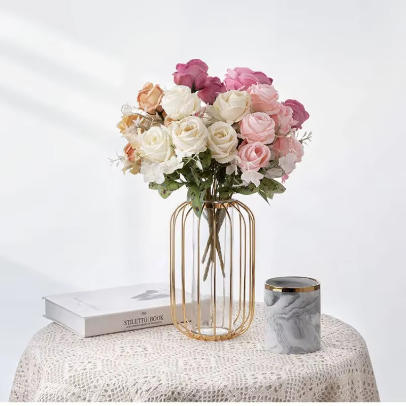 Rose artificielle européenne en soie de haute qualité