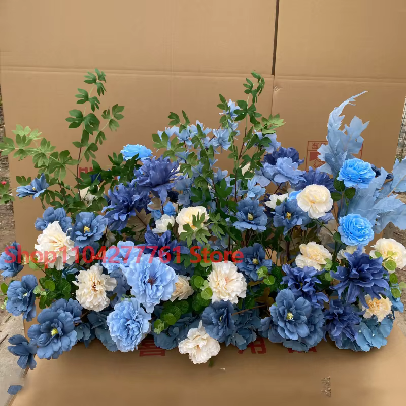 Série Bleue : Plante artificielle de roses et feuilles