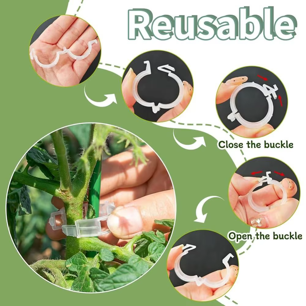 100 Clips de Soutien Réutilisables pour Plantes Verticales