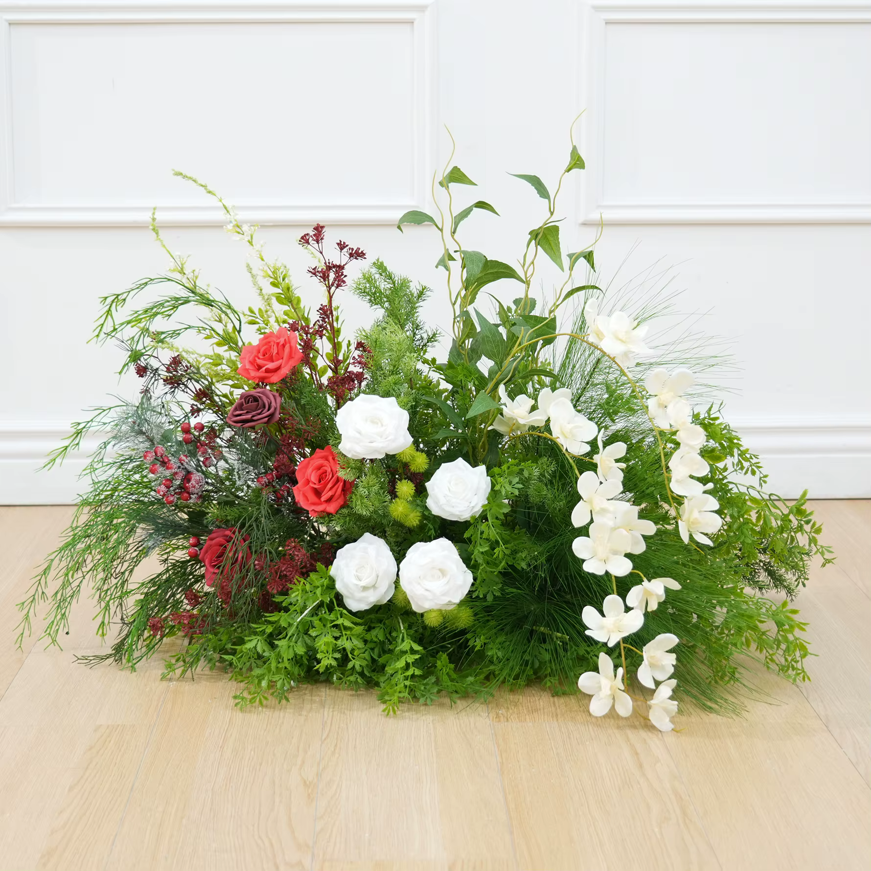 Angela Flower A9039 Mori série de noël Rose verdure Arrangement Floral arc décor nouvel an passerelle florale coureur accessoires de fête