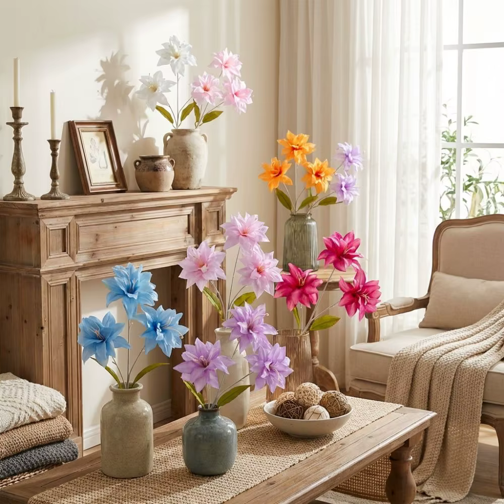Branche de fleurs artificielles à 3 têtes