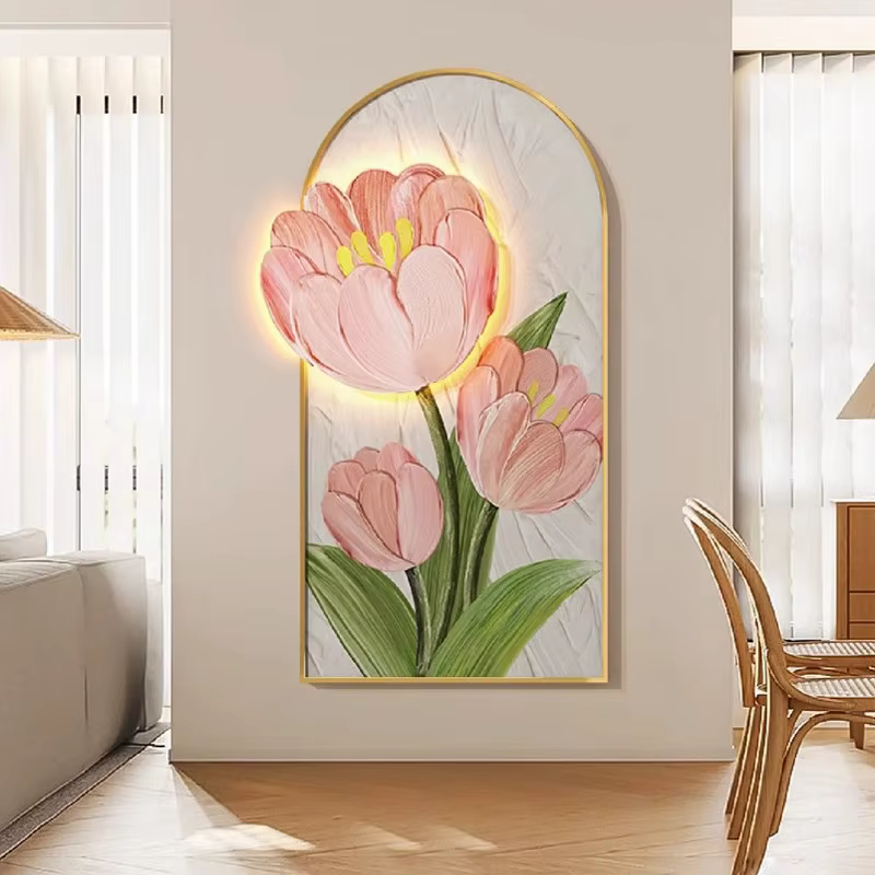 Lampe murale LED moderne à motif floral pour couloir intérieur, hall d'entrée, salon, décoration intérieure, lustre, peinture suspendue, éclairage mural