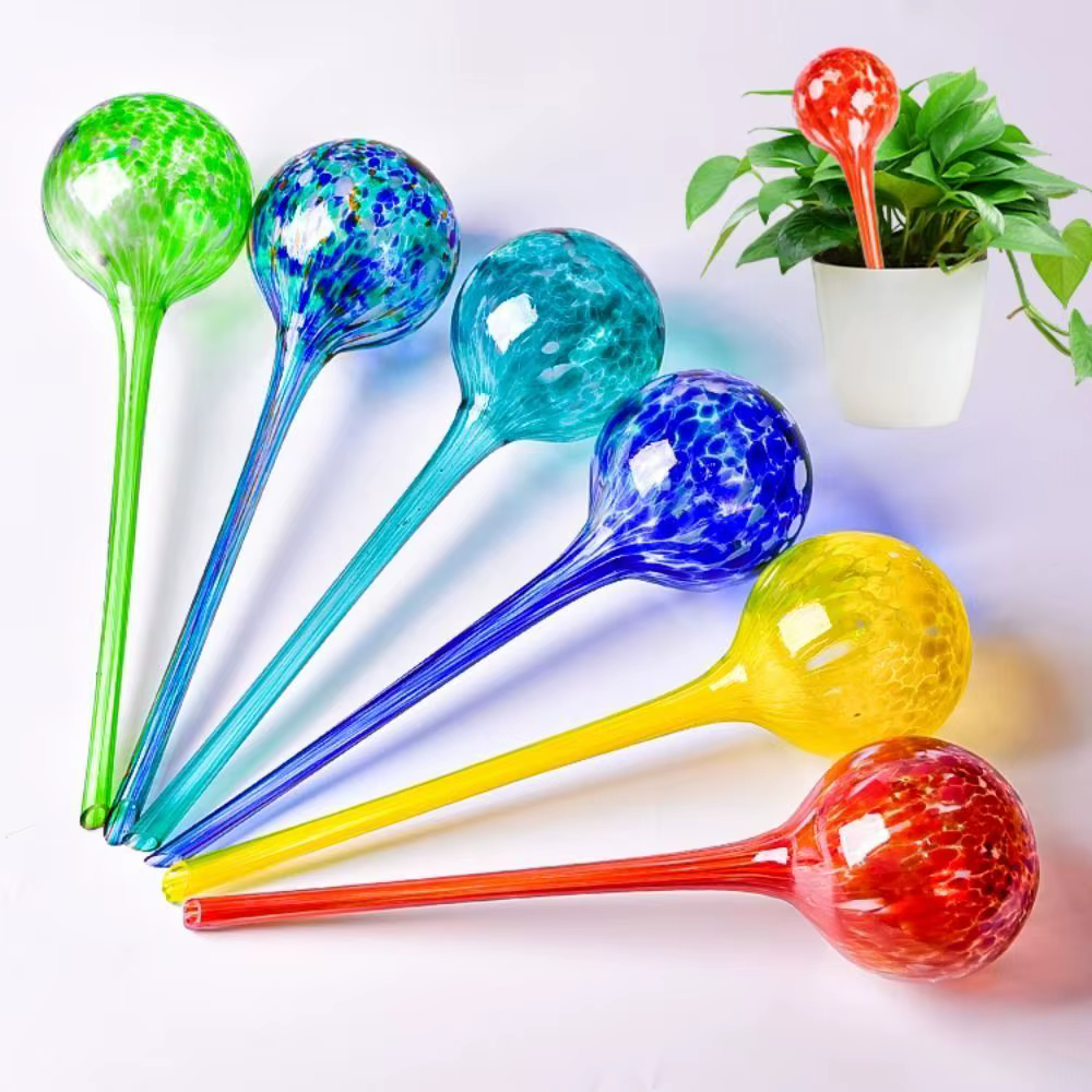 Boule d'arrosage automatique en verre pour plantes colorées