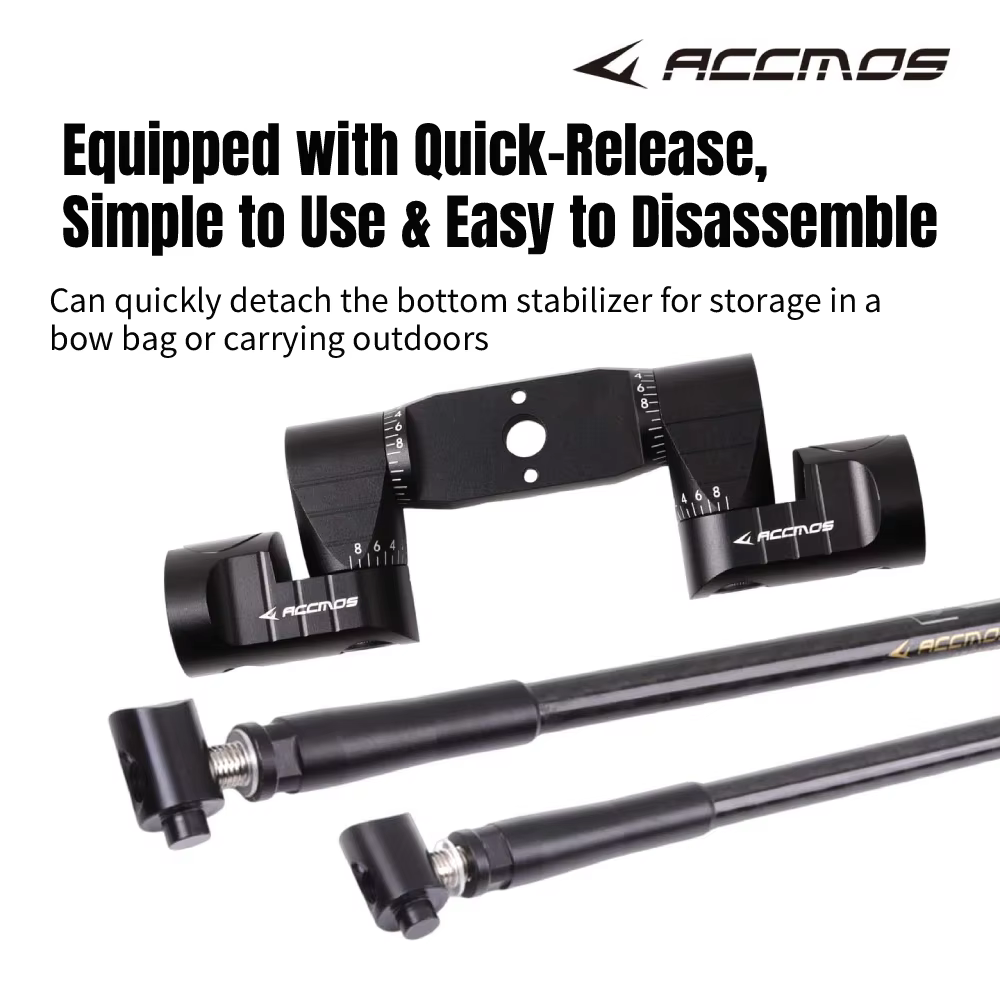 ACCMOS – barre en V double face en alliage d'aluminium, Angle réglable avec barre stabilisatrice d'équilibre, accessoire de tir à l'arc à montage à dégagement rapide