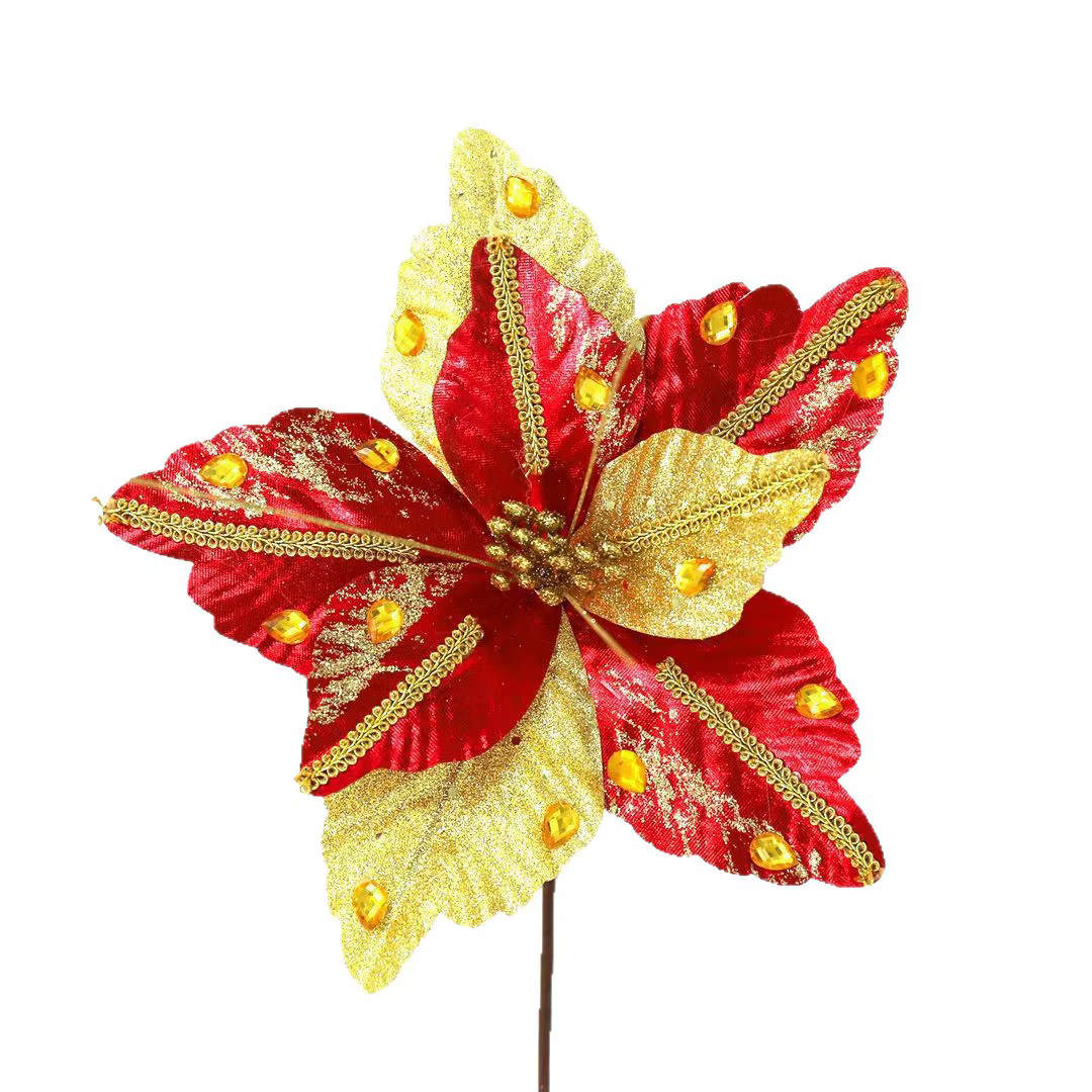 Nouveau produit 31CM fleur de noël artificielle flanelle de haute qualité fausse