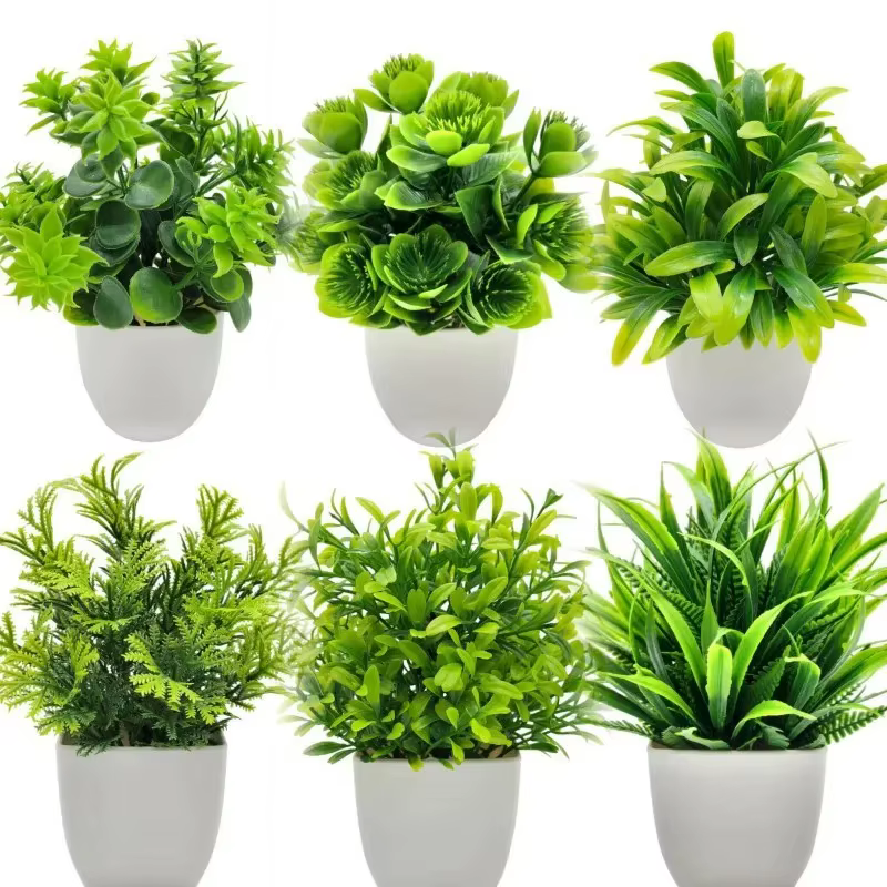 1 plante artificielle avec pot en plastique