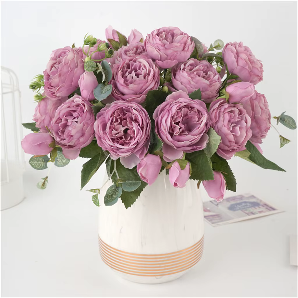1 bouquet de fleurs pivoines en soie