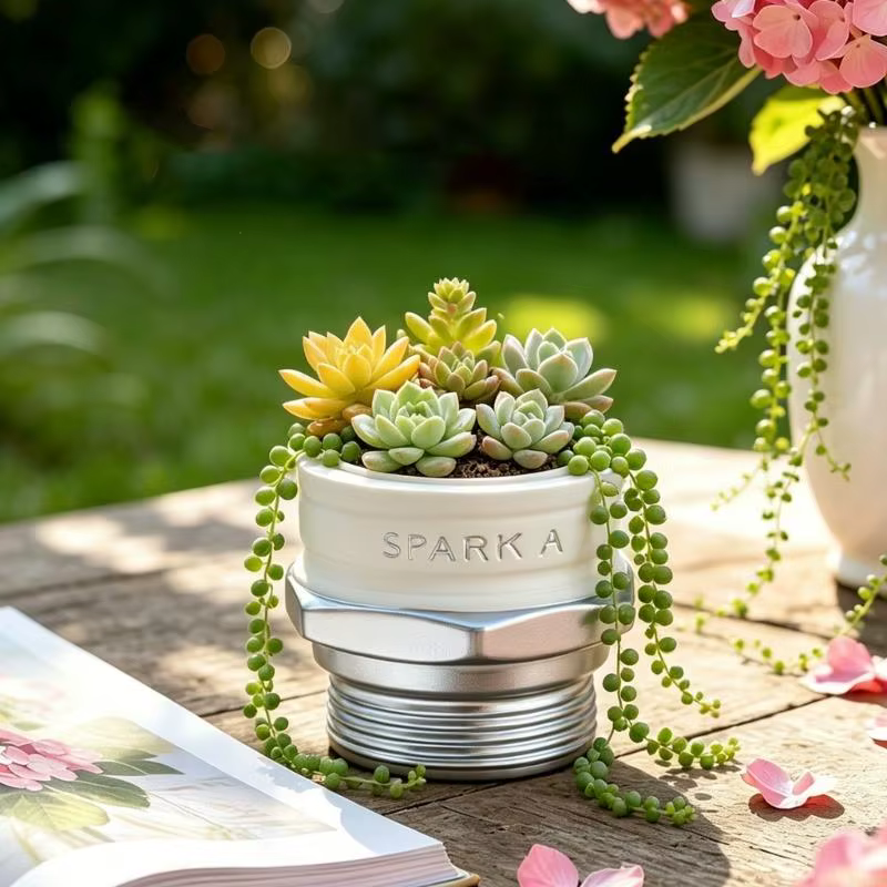 Jardinière bureau industrielle en forme noix