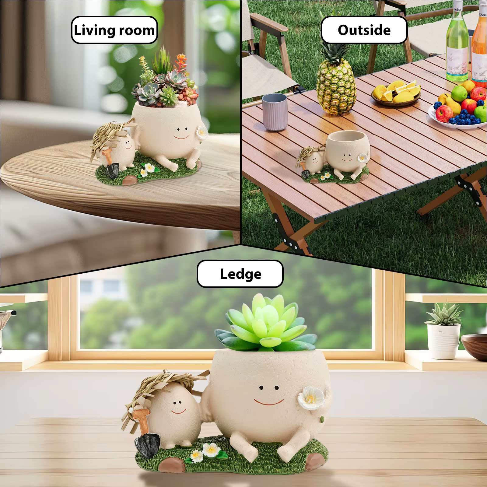 Pots succulents sourire visage planteur Pot résine mignon balançoire chaise suspendue créative fleur