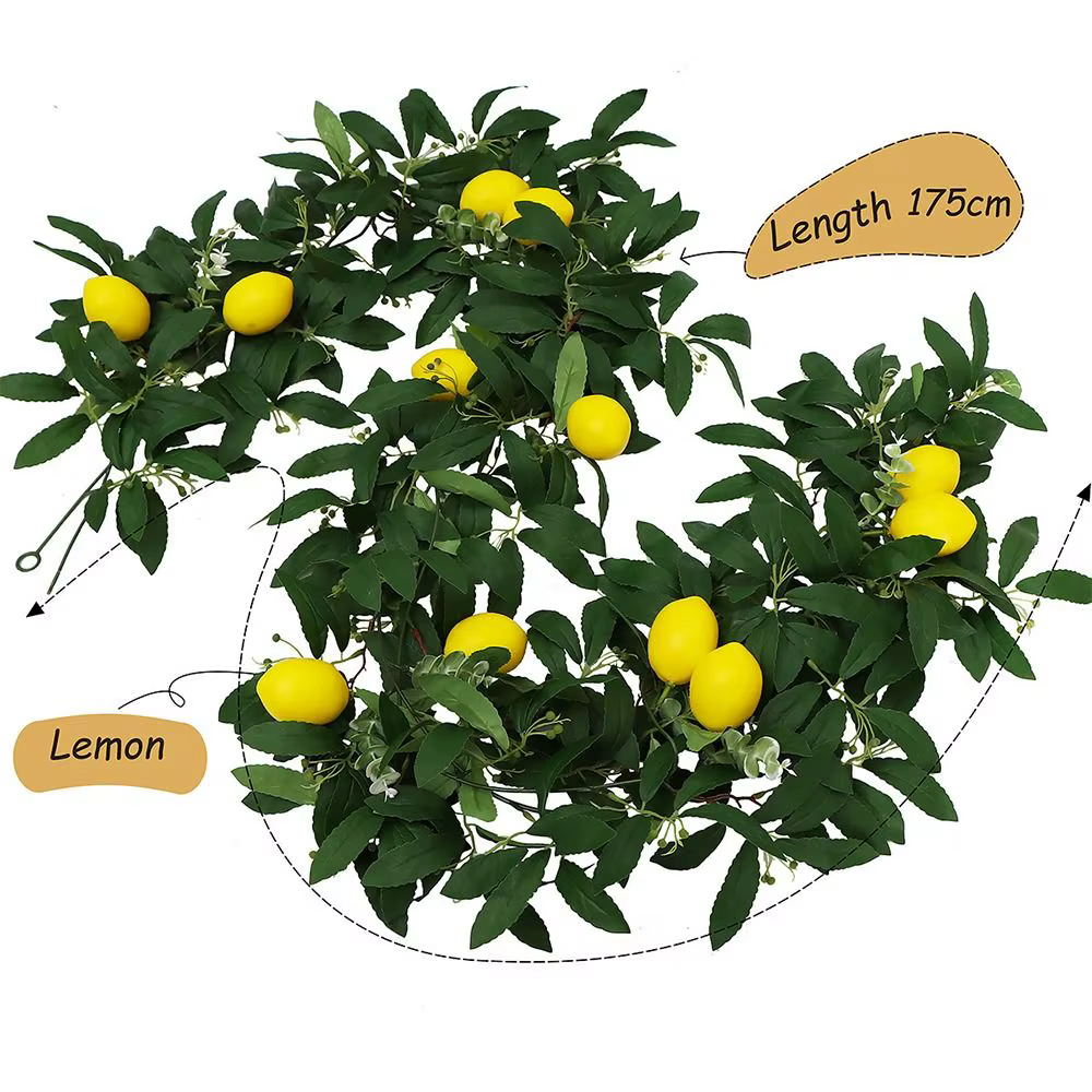 Guirlande de citrons artificiels en eucalyptus printanier