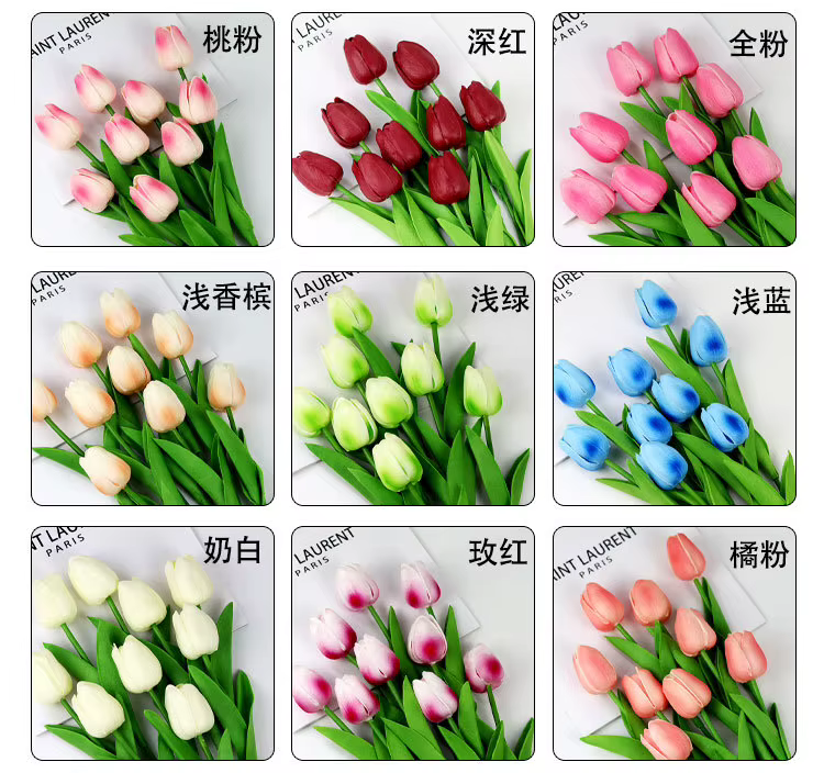 Bouquet de tulipes artificielles en PU au toucher réel