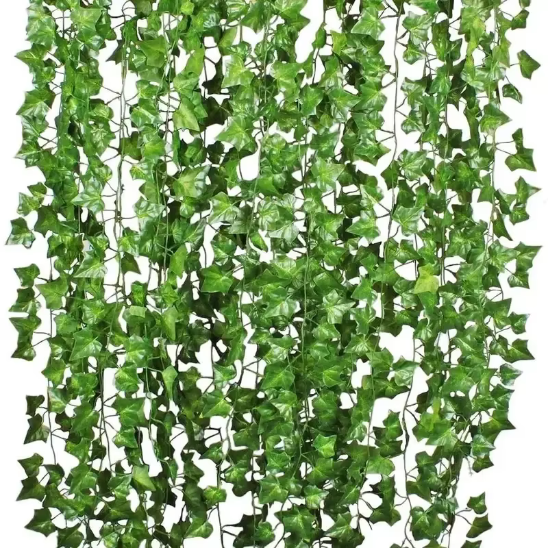 Feuilles de lierre vertes artificielles en rotin