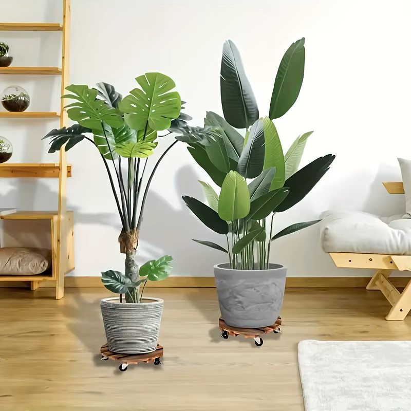Support de pot de fleurs mobile avec roulettes lisses