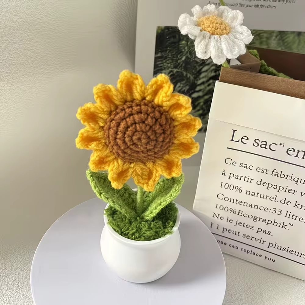 1 pièce de décoration de bonsaï de fleurs artificielles tissées à la main