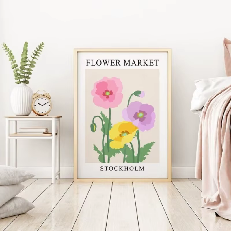 Affiche de ville de marché de fleurs florales abstraites