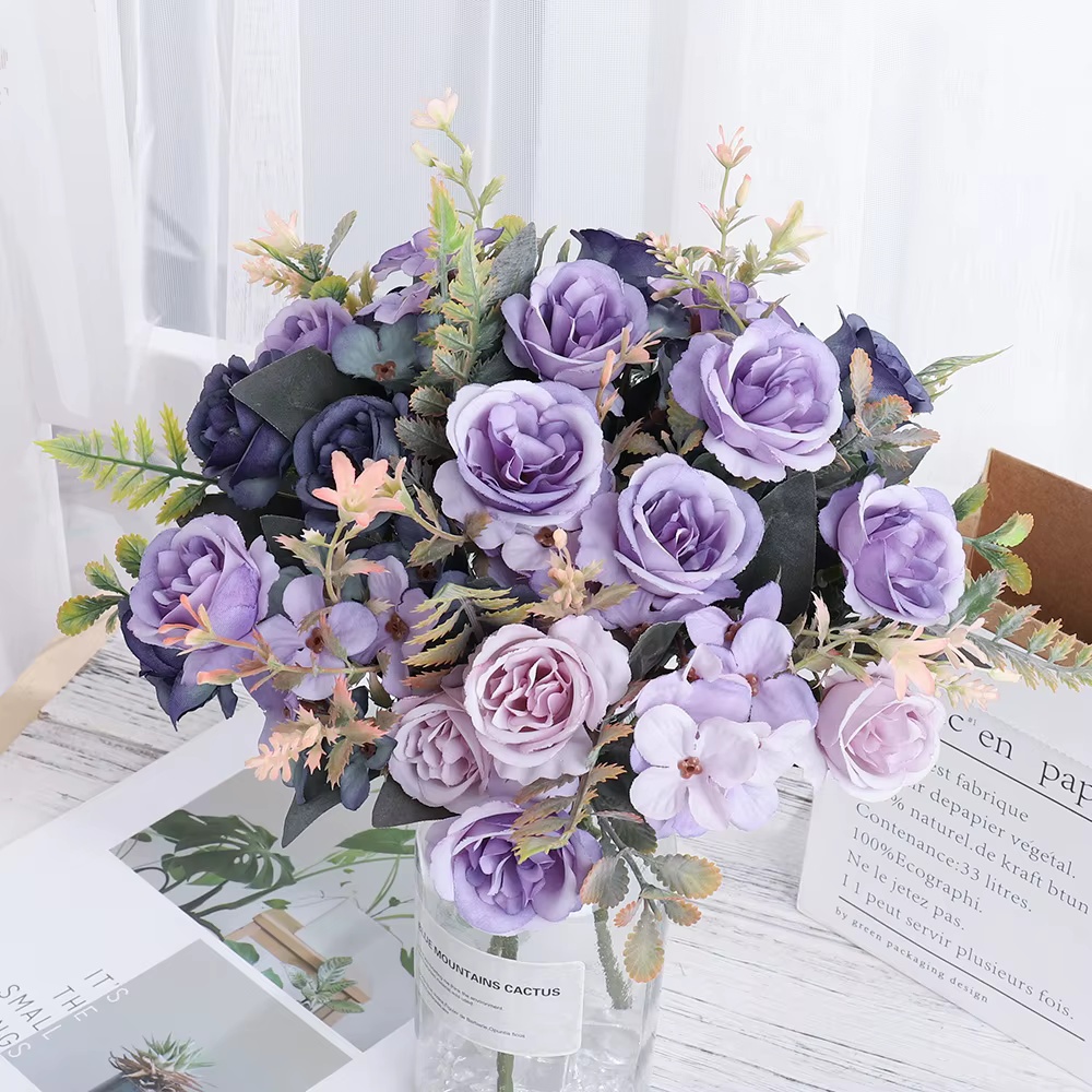 Beaux Roses artificielles hortensia en soie