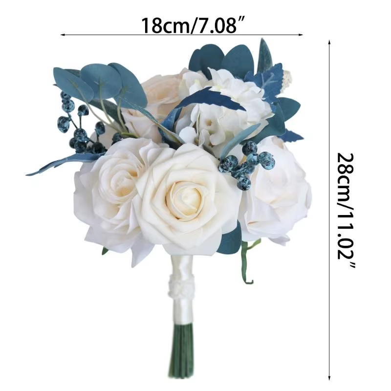 E8bd fleur corsage artificiel champagne bouquet rose paon bleu photo accessoires