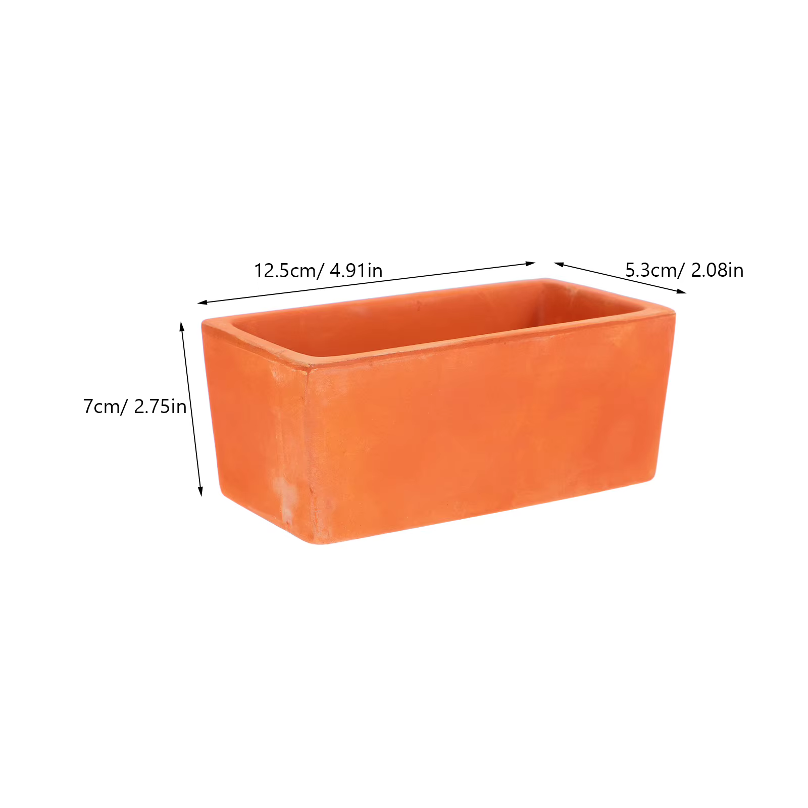 Petit pot à fleurs rectangulaire en terre cuite, pot de fleurs en terre cuite rustique avec trou de drainage, récipient en poterie pour jardin d'intérieur, bol à plantes