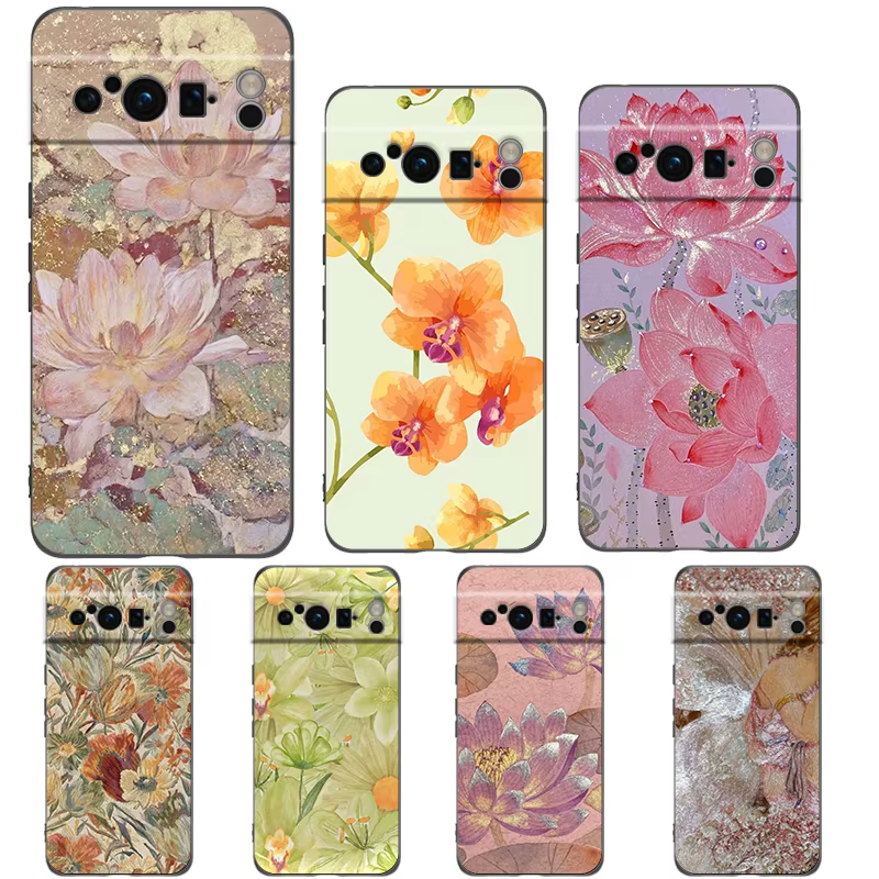 Coque de téléphone avec peinture de poisson féerique, motif floral, pour Google Pixel 10A 10 9 8 7 6 Pro XL 9A 8A 6A 7A 5G, souple, antichoc, en TPU, noire