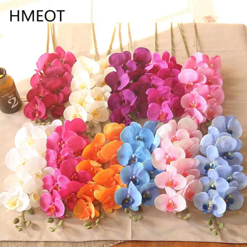Décoration Maison Hôtel Fleurs Artificielles en Soie Papillon Orchidée Phalaenopsis Bouquet Matériel d'Arrangement Floral Mariage Accessoires Photo