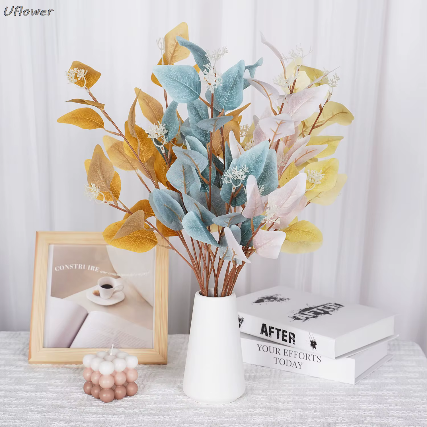 Plante artificielle d'eucalyptus longue branche d'automne