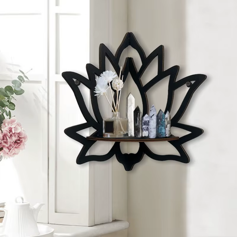 Support décoratif creux en bois Lotus
