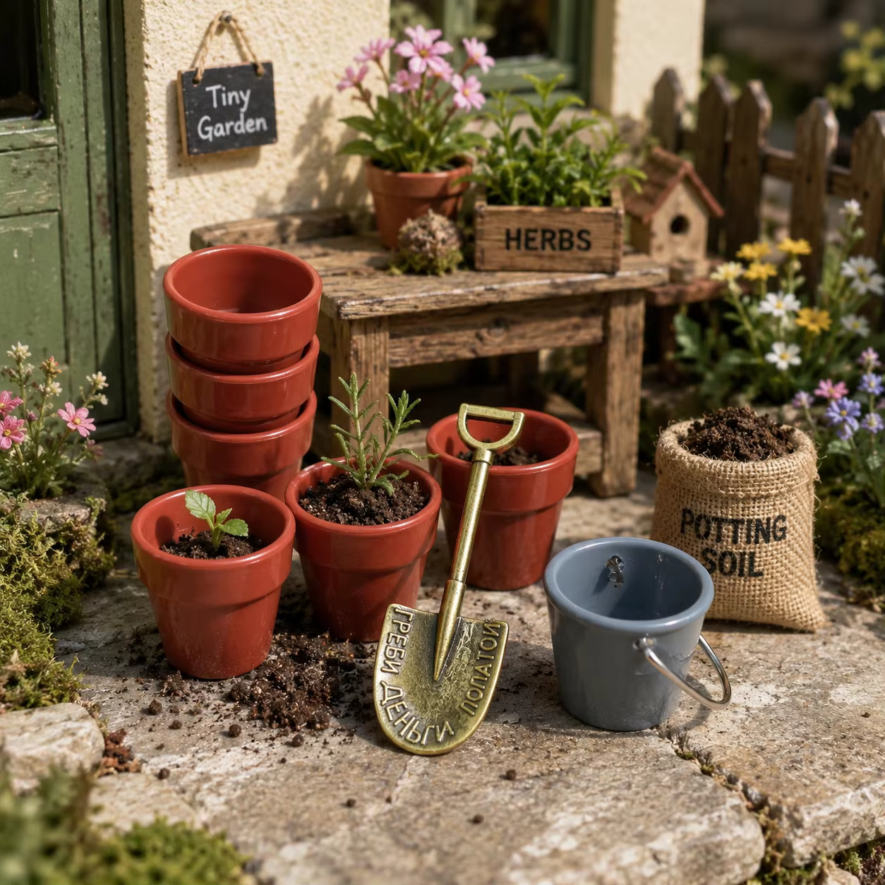 Ensemble de 7 petits pots de fleurs miniatures