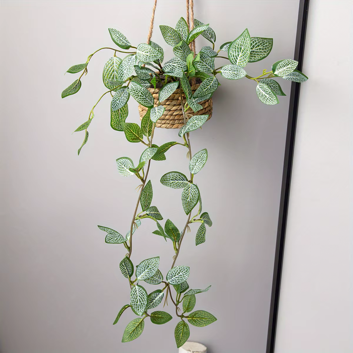 XIYA fleur artificielle suspendue herbe plante en pot Zebrina Peperomia Fittonia