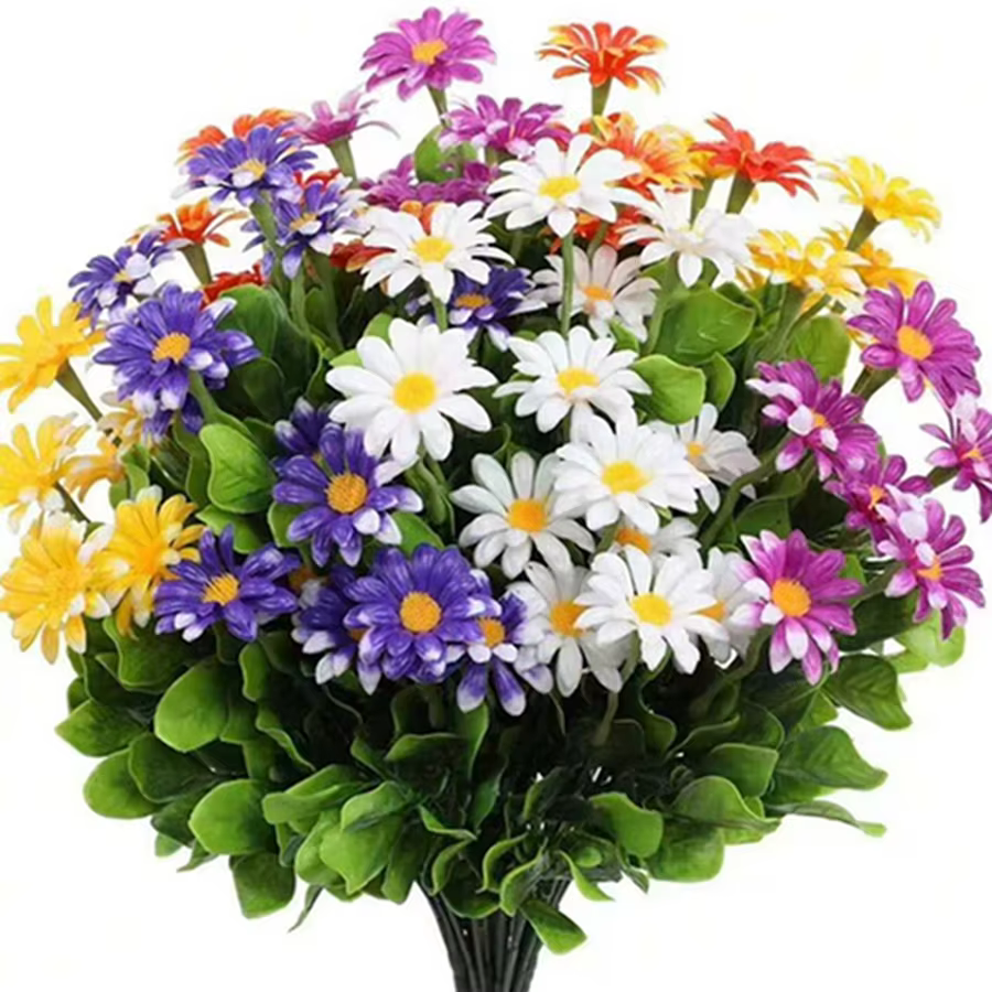 Fleurs artificielles Soie Faux Plante Daisy Mariage Arc Couronne Maison Chambre Table Décor Cour Extérieure De Haute