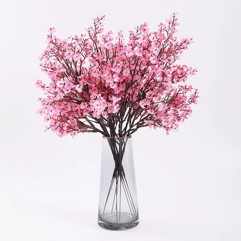 Fausses fleurs de cerisier roses et gypsophile (plantes artificielles)-pour bouquet de mariage bricolage