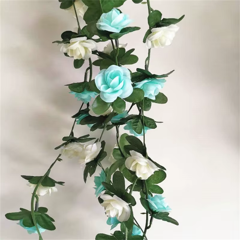 Nouvelle fleur artificielle rotin décoration rose soie guirlande