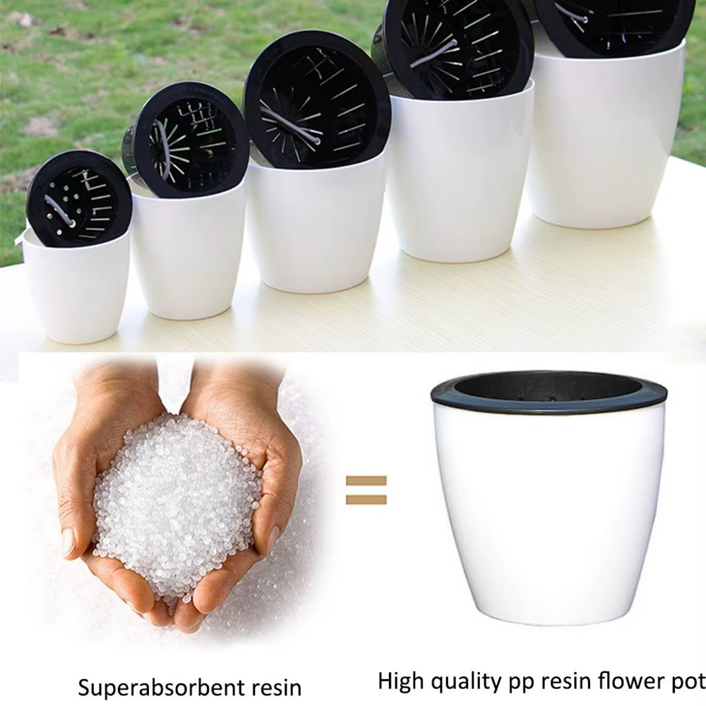 Panier de jardinage automatique en plastique pour plantes auto-arrosantes