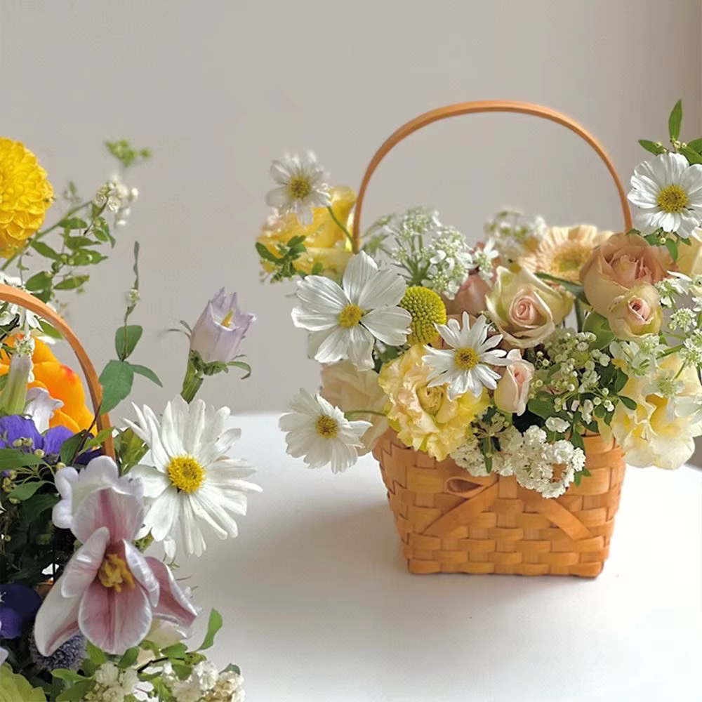 Panier de fleurs de mariée en rotin de saule