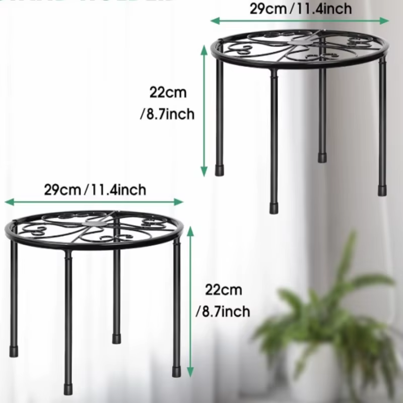 Support de plante en métal noir antirouille pour usage intérieur et extérieur