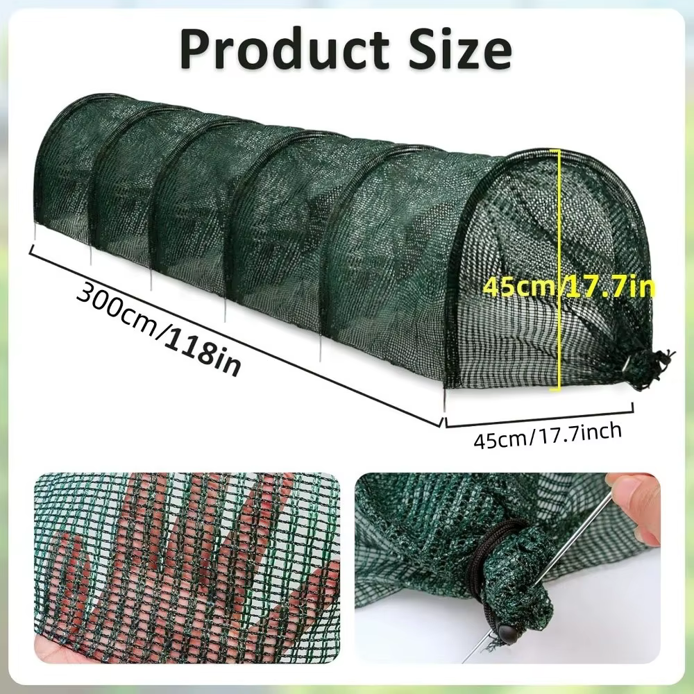 Serre tunnel pliable verte avec protection UV en maille verte