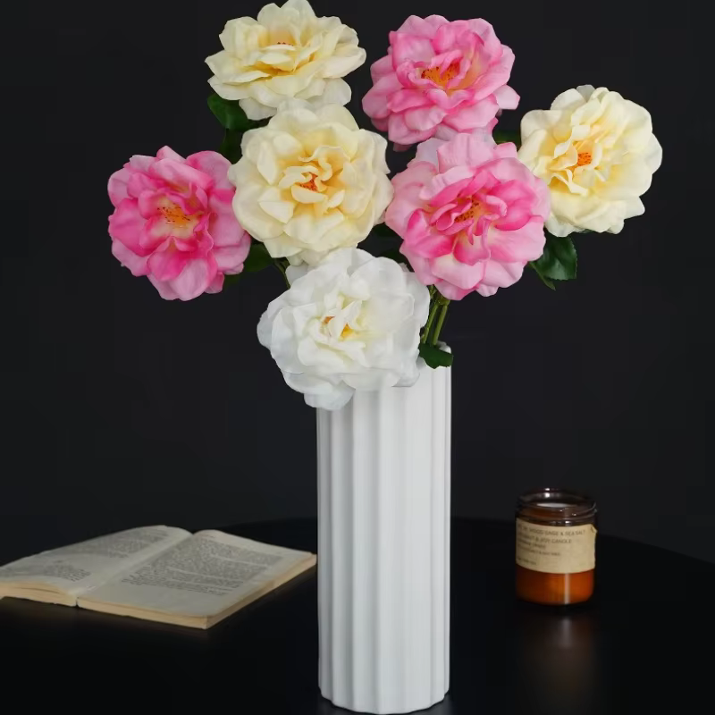 12 pièces de fleurs artificielles roses Rosa Chinensis pour mariage