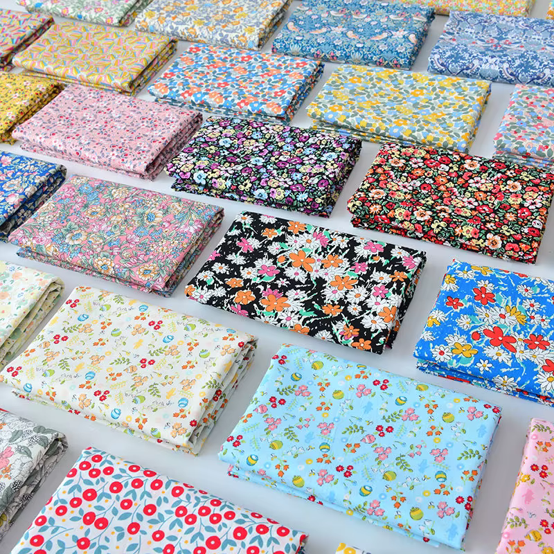 Tissu popeline de coton pur à motifs floraux fins, vendu au mètre, pour la confection de robes, vêtements, linge de lit, rideaux, et la couture pour enfants, tissu imprimé été