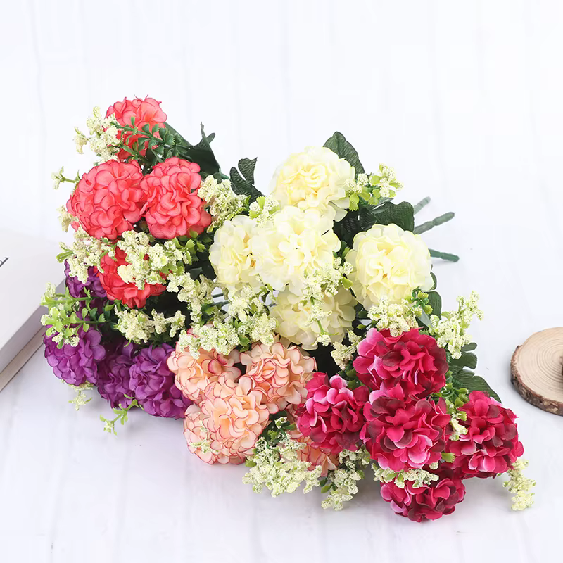 1 Bouquet d'hortensia en soie