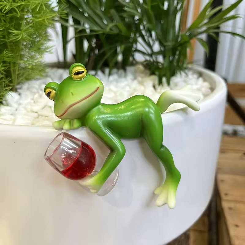 Jardinière de grenouille contemporaine en résine