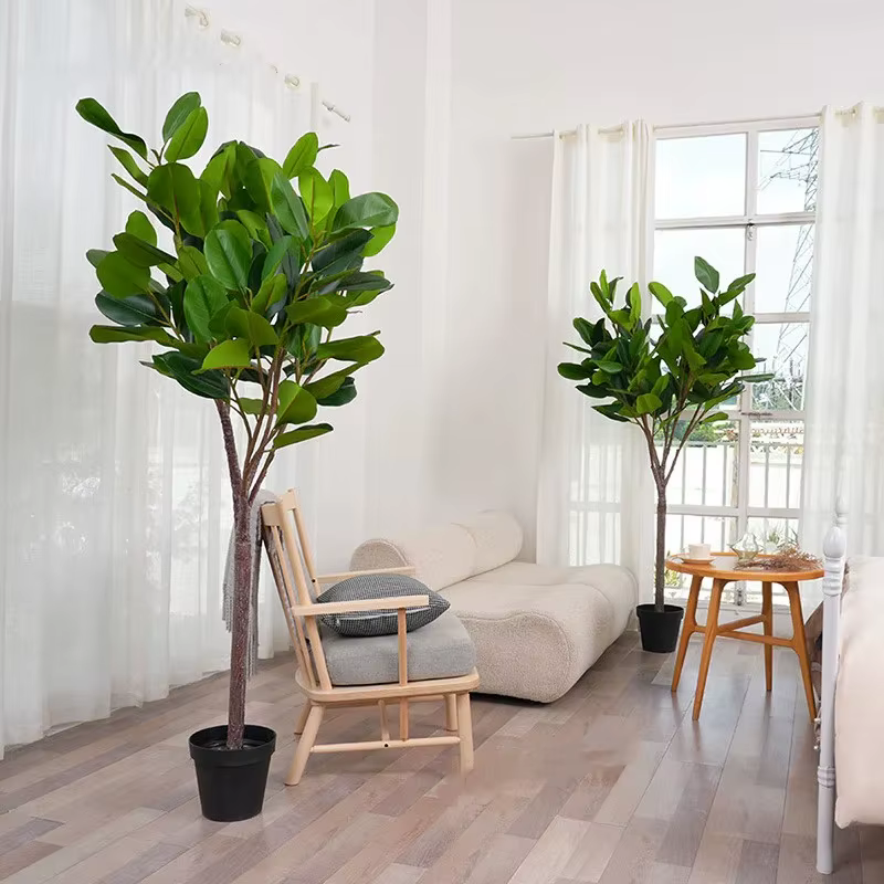 5.9ft Grand Artificiel Real Touch Vert Arbre En Caoutchouc avec Pot Plantes D'intérieur Accueil PRBalcony Décoration H209722-2097