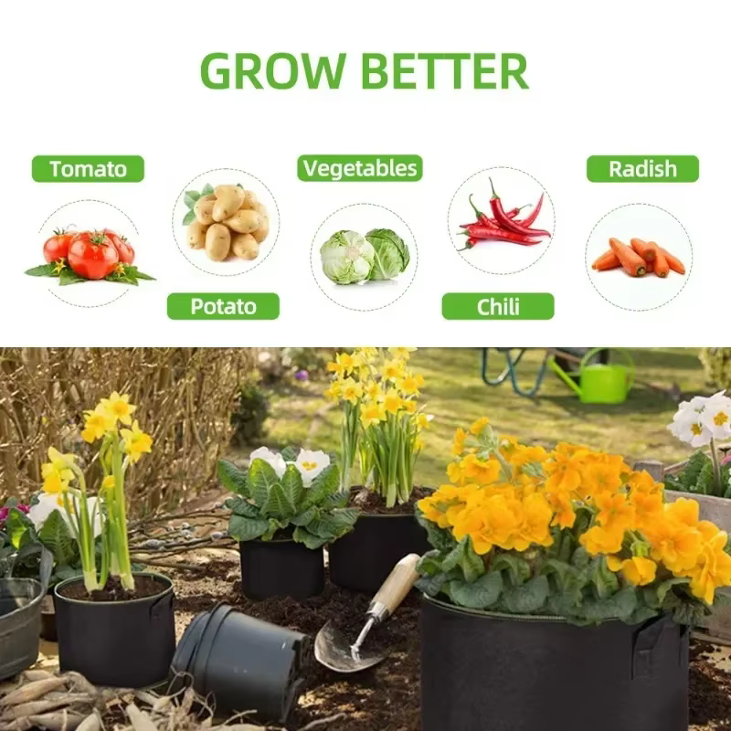 Lot de 5 sacs de culture en feutre pour plantes
