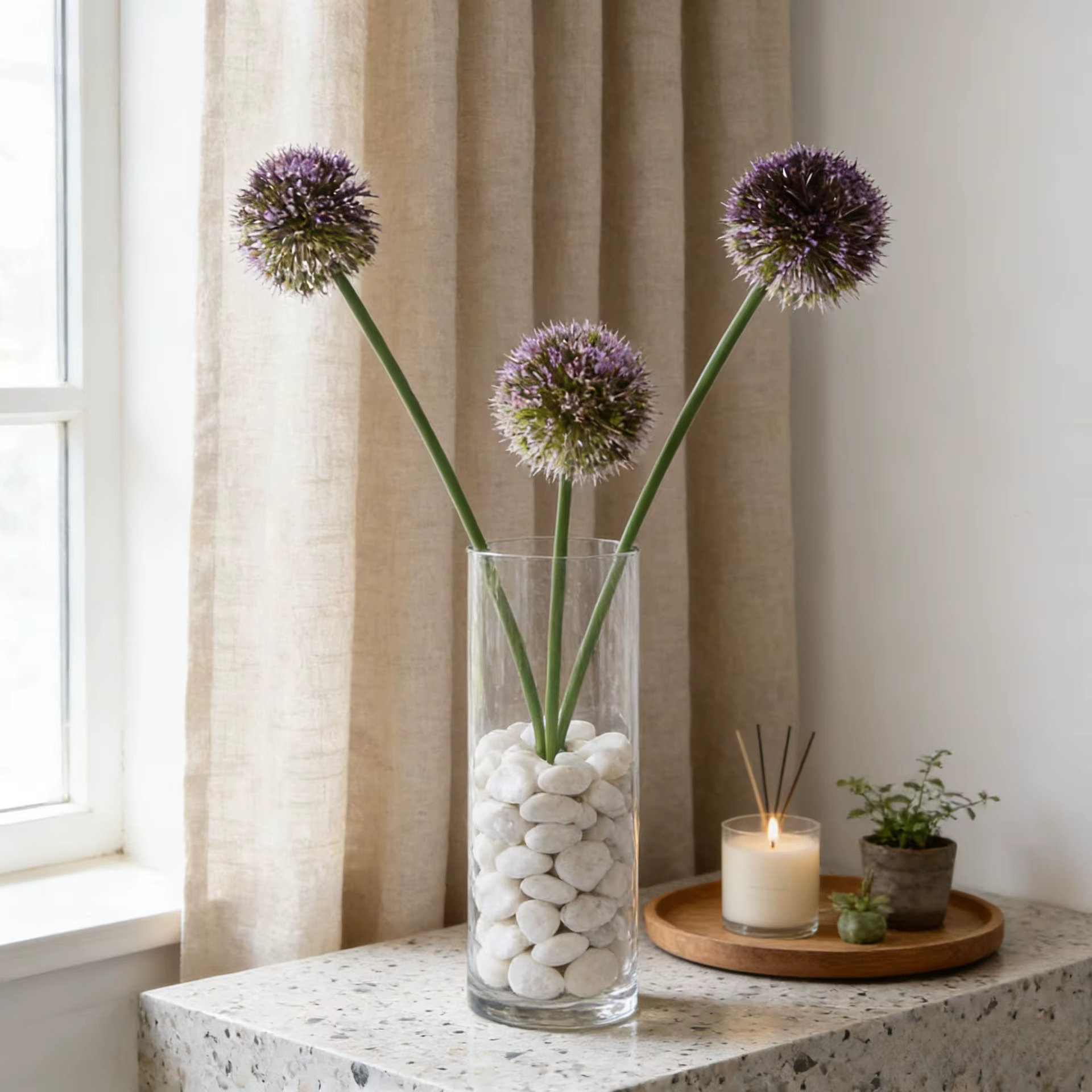 Plante boule d'alium artificielle de 33.5 pouces