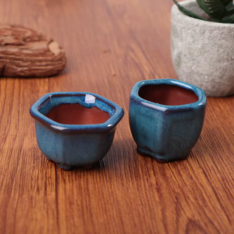 Mini Pots de plantes Pot de fleur avec trous jardin Style chinois bonsaï Pot de fleurs violet sable artisanat plante Pot planteur décoration de la maison