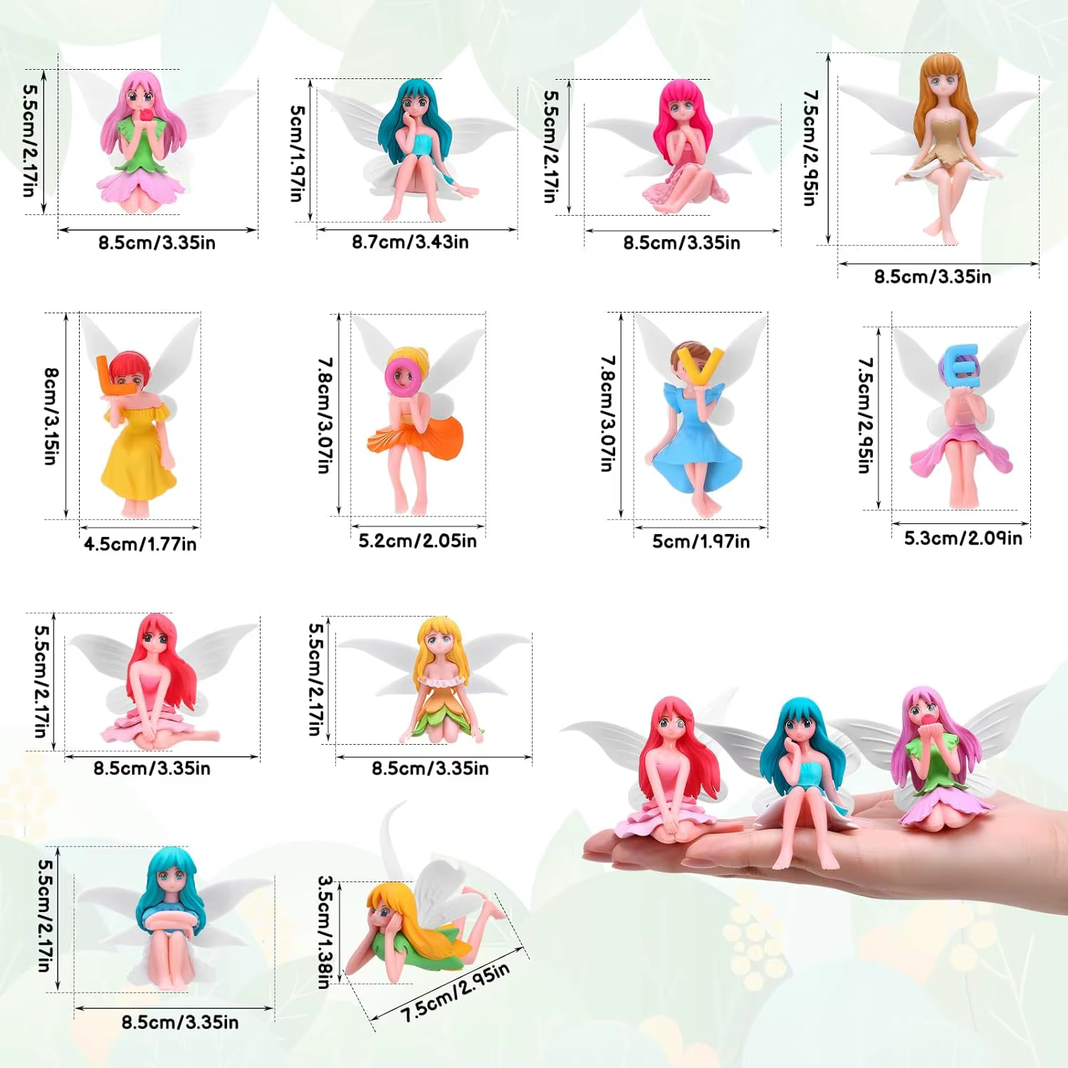 4 figurines de fées miniatures