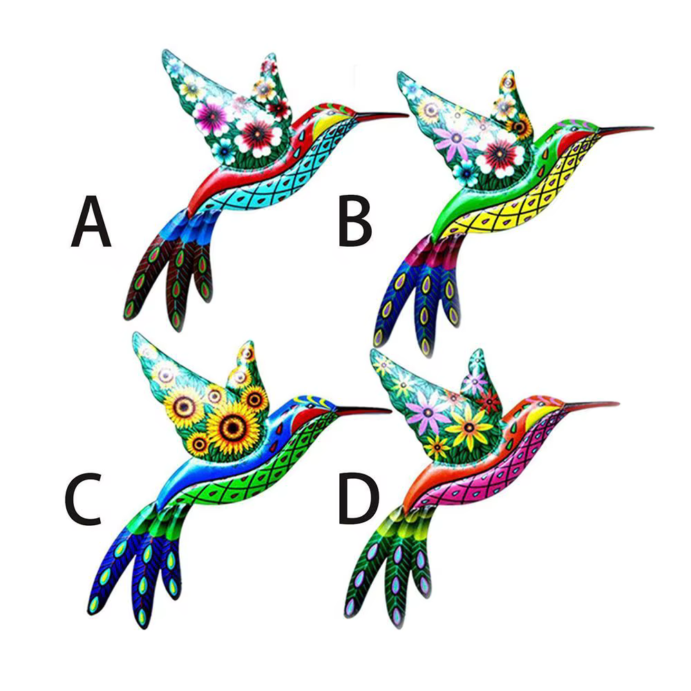 Oeuvre murale d'oiseau de colibri en métal
